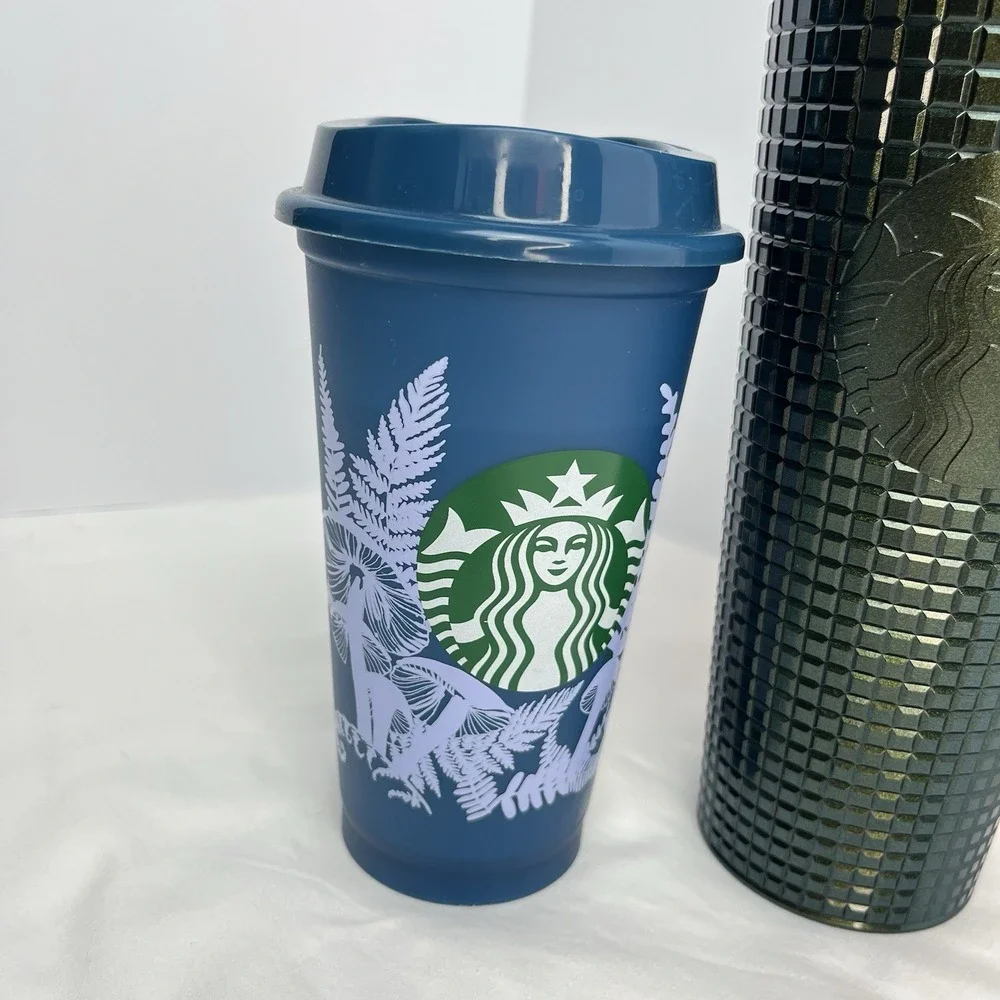 Starbucks Cup Lot Winter Green Grid Tumbler Color Change Confetti Blue Mushrooms